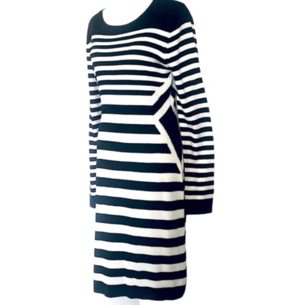 Calvin Klein Chic Striped Black and Whit Dress Size M